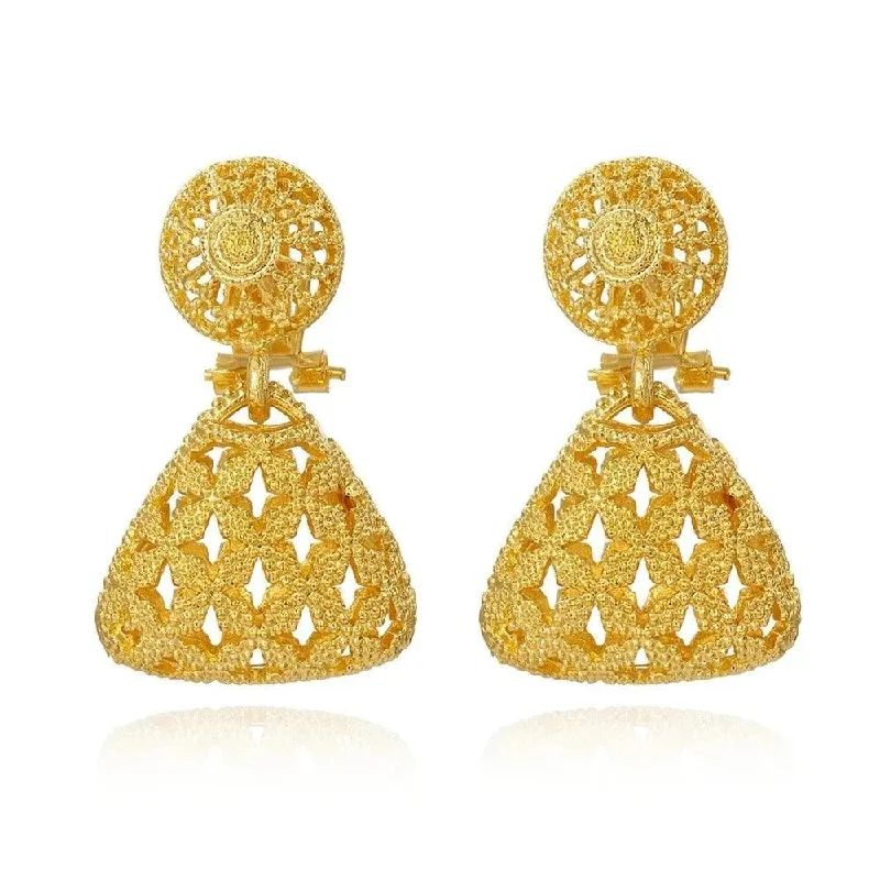 women's chunky earrings -Golden Tribal Earrings with Intricate Geometric Patterns