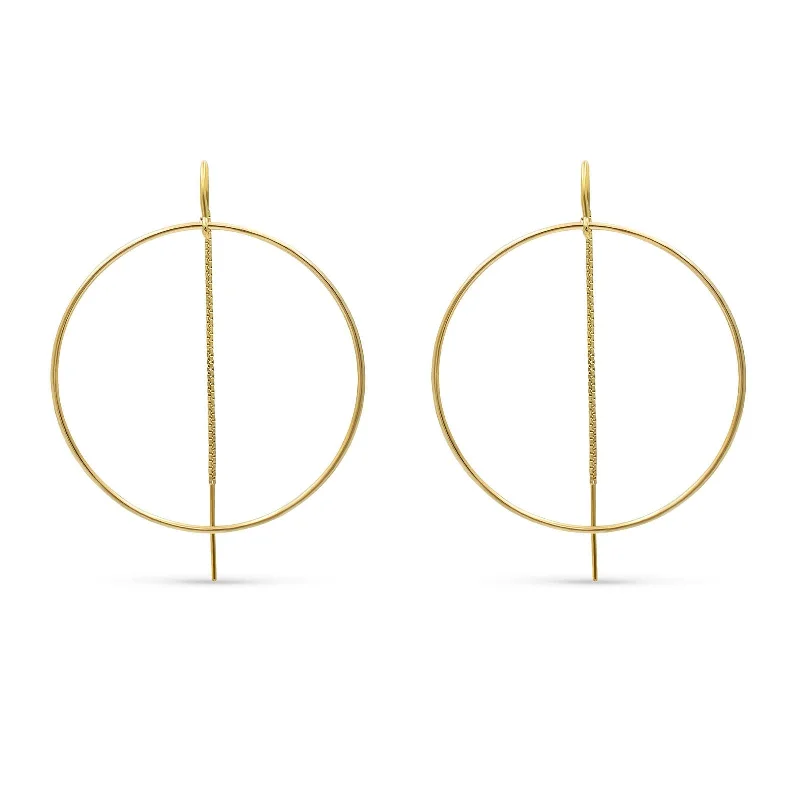 women's designer crystal earrings -Gold Hoop Threader Earrings