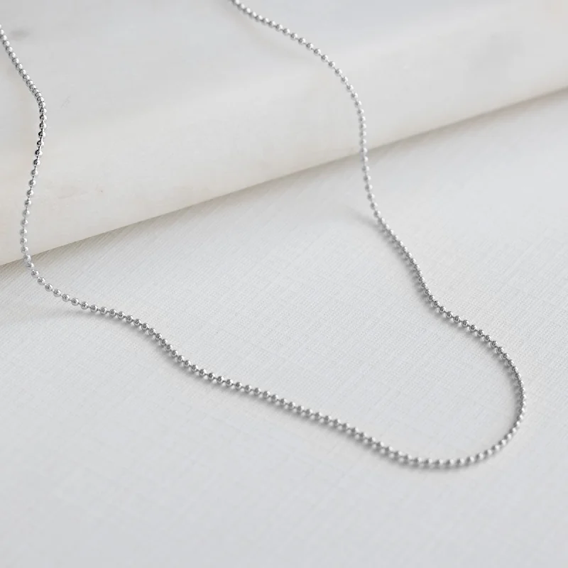 women's gold chain necklaces -The Bead Chain Necklace | 14K White Gold