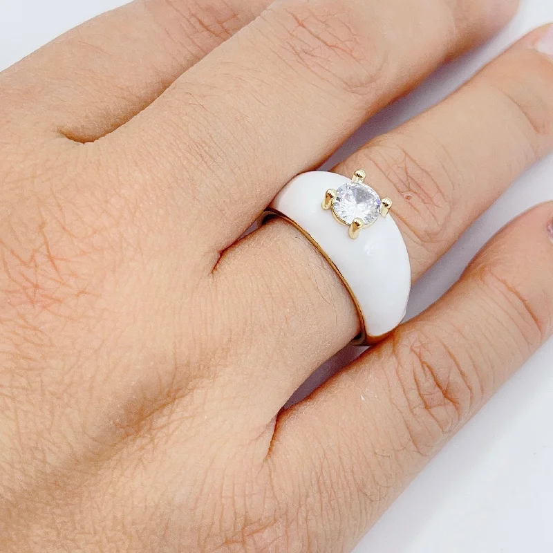 women's minimal rings -Clouds White Ring One Size P13