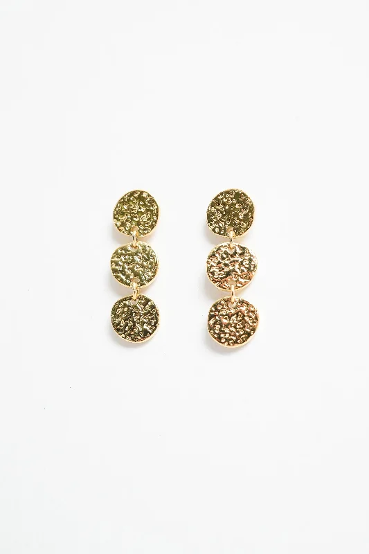 women's ear cuffs -Gold and Silver Triple Coin Drop Earrings