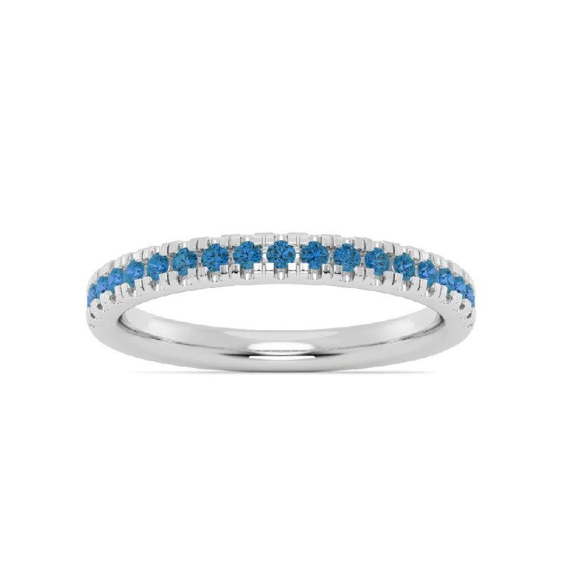 women's solitaire rings -Smyth Jewelers Stackable Pavé Blue Topaz Ring