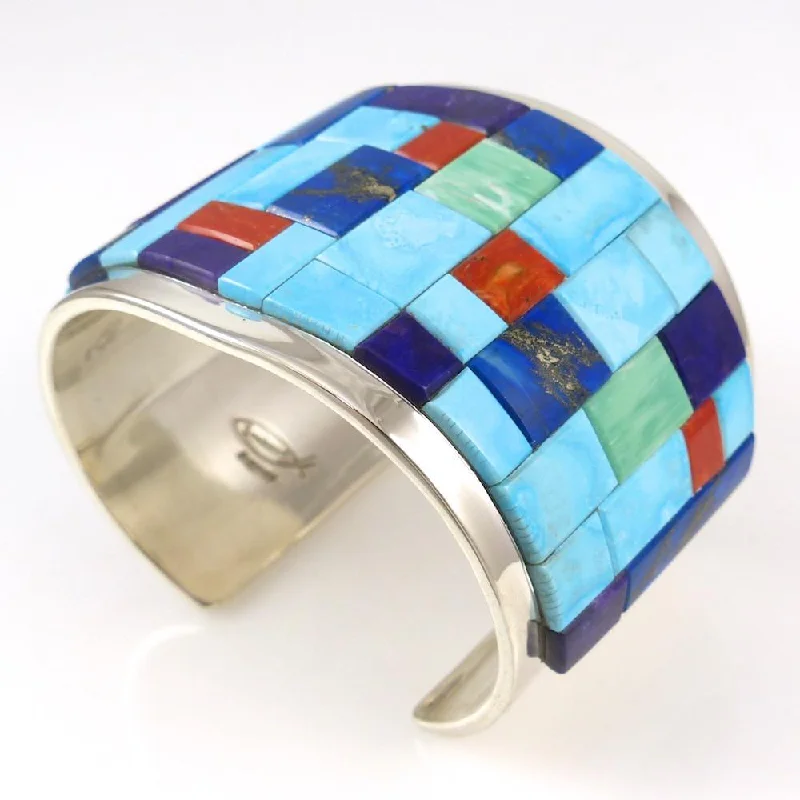 women's bangles set -Multi-Stone Inlay Cuff