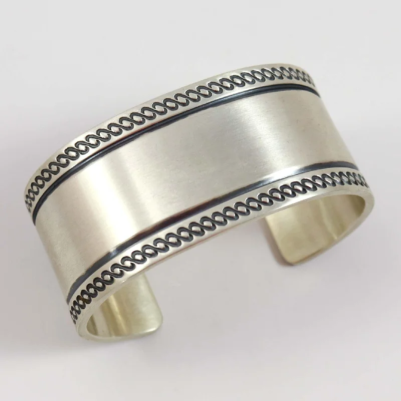 women's classic bangles -Stamped Silver Cuff