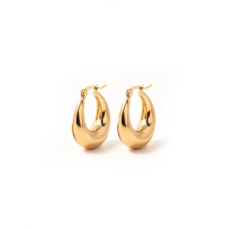 women's fashionable earrings -Gold Oculus Hoops