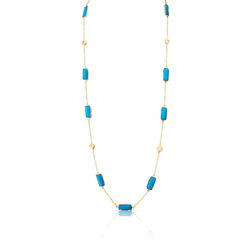 women's lotus flower necklaces -Turquoise Unshape Necklace In 18K Yellow Gold