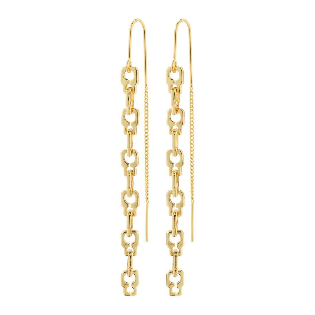 women's eco-friendly earrings -Live Gold Plated Chain Pull Through Earrings