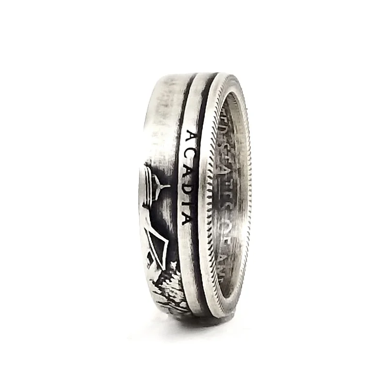 women's gemstone wedding rings -90% Silver Acadia National Park Quarter Ring