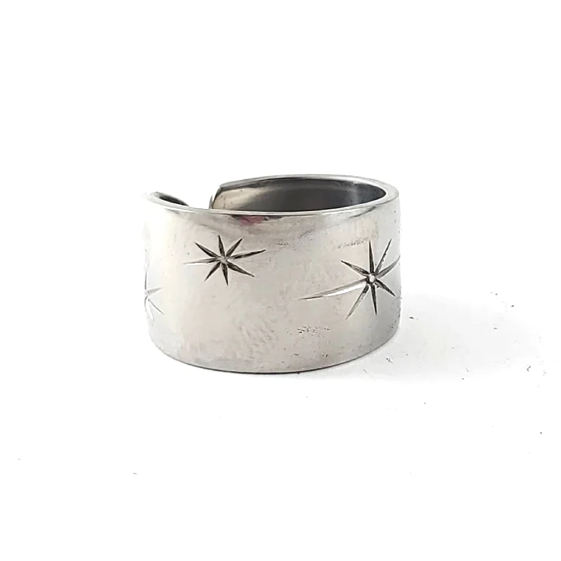 women's anniversary rings -Marcrest Citation Starburst Stainless Steel Spoon Ring