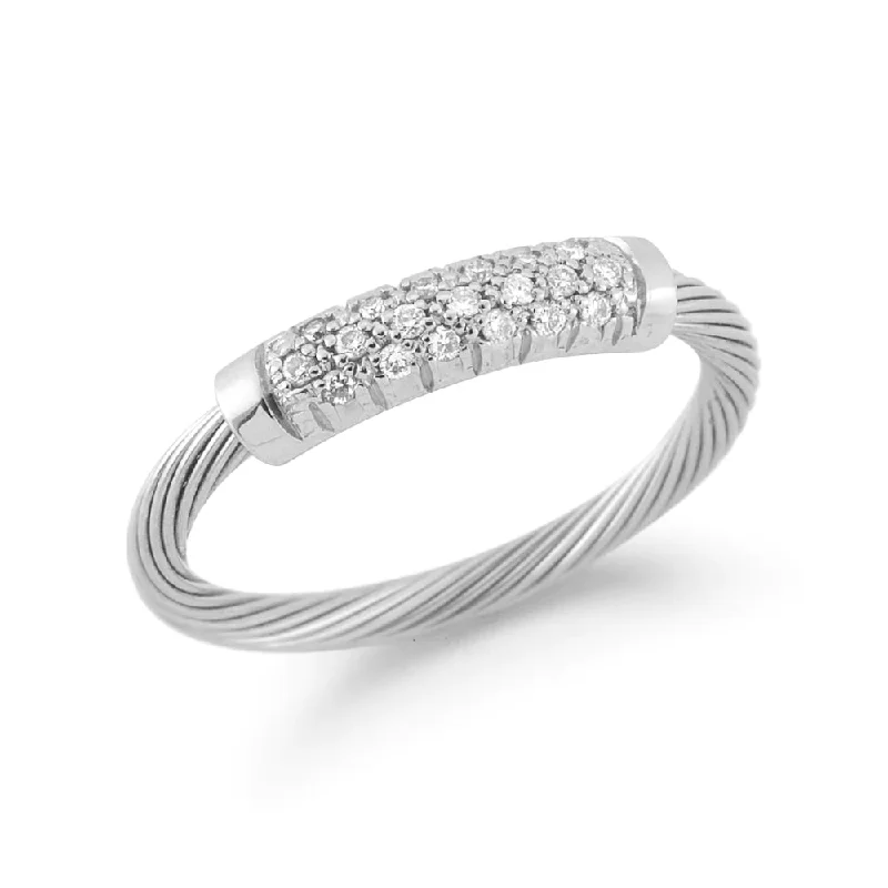 women's diamond rings -14k Gold Wire ID Ring with Pave Diamonds