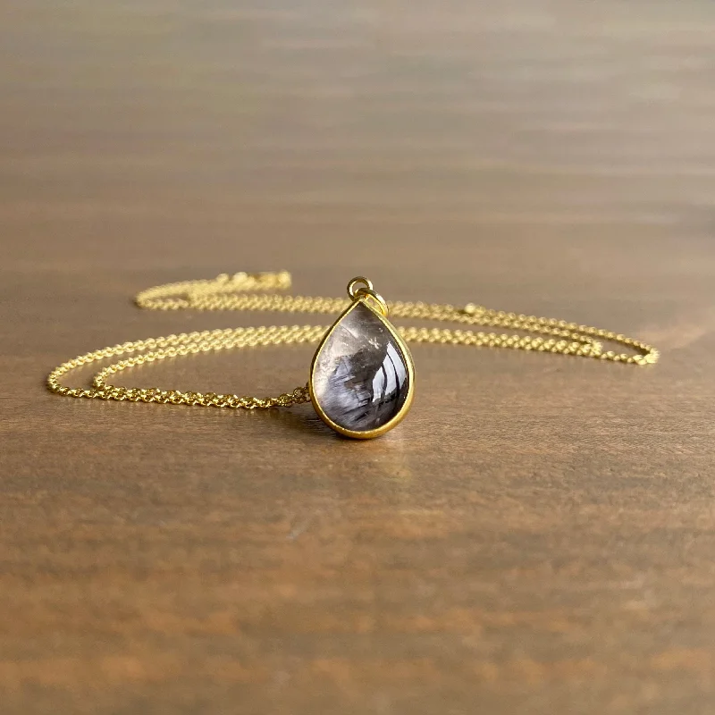 women's diamond-studded necklaces -Brookite Quartz Drop Pendant