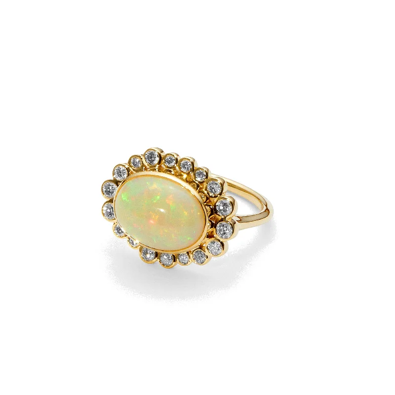 women's colorful gemstone rings -Oval Opal Cosmic Ring