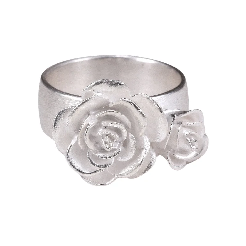 women's promise rings -SS Double Rose Ring