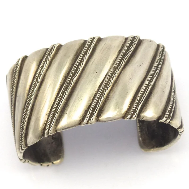 women's trendy bracelets -Coin Silver Cuff