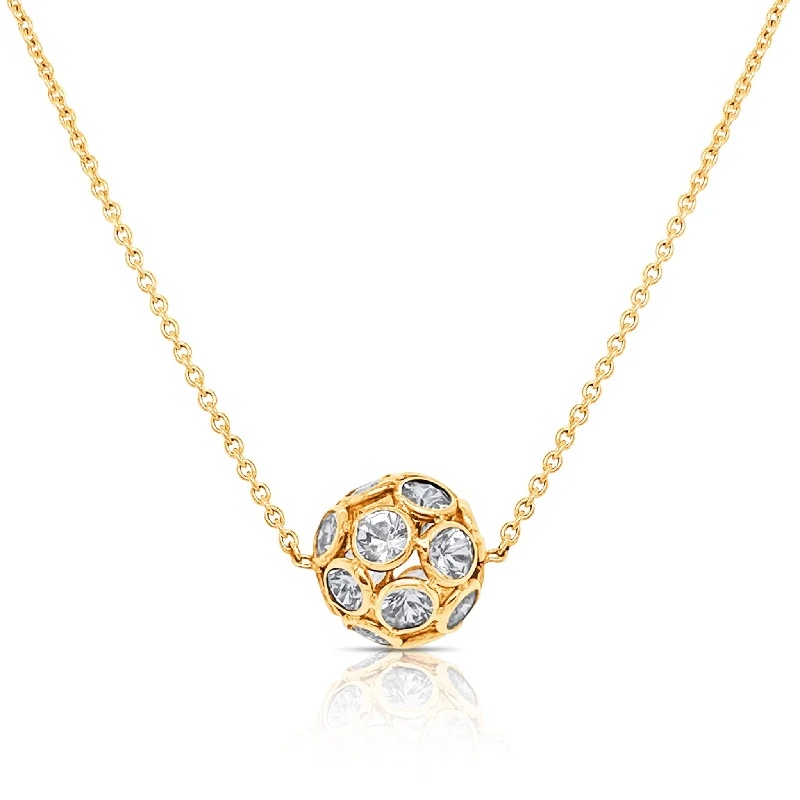 women's minimalist gold necklaces -White Sapphire Necklace In 18K Yellow Gold