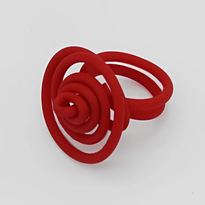 women's classic gold rings -Red Cefalu Swirl Ring