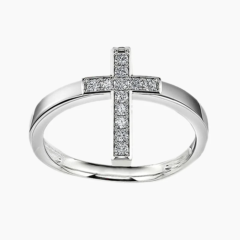 women's wedding sets with diamonds -Cross Sterling Silver  Amulet Ring