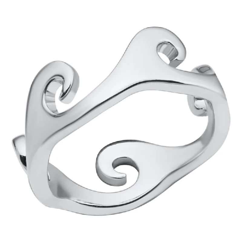 women's luxury diamond rings -Sterling Silver Wave Ring 7