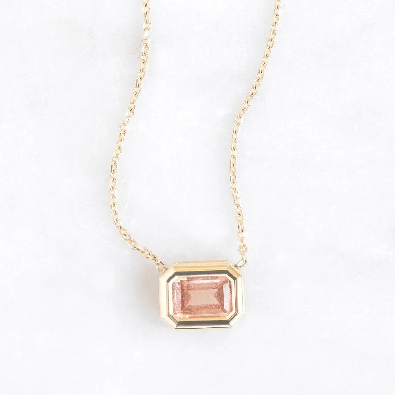 women's adjustable necklaces -The Emerald-Cut Sunstone Necklace | 10K Yellow Gold