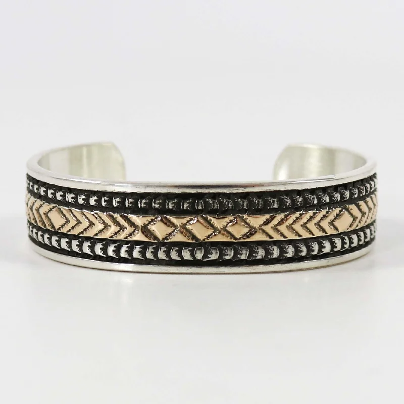 women's inspirational bangles -Gold and Silver Cuff