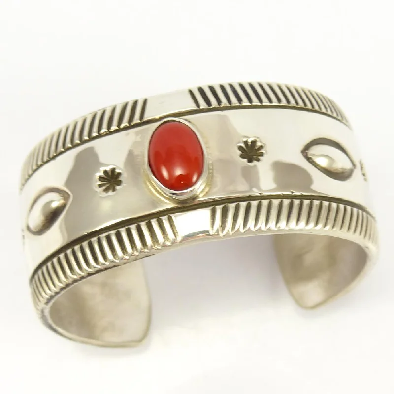 women's sterling silver cuff bracelets -Coral Cuff