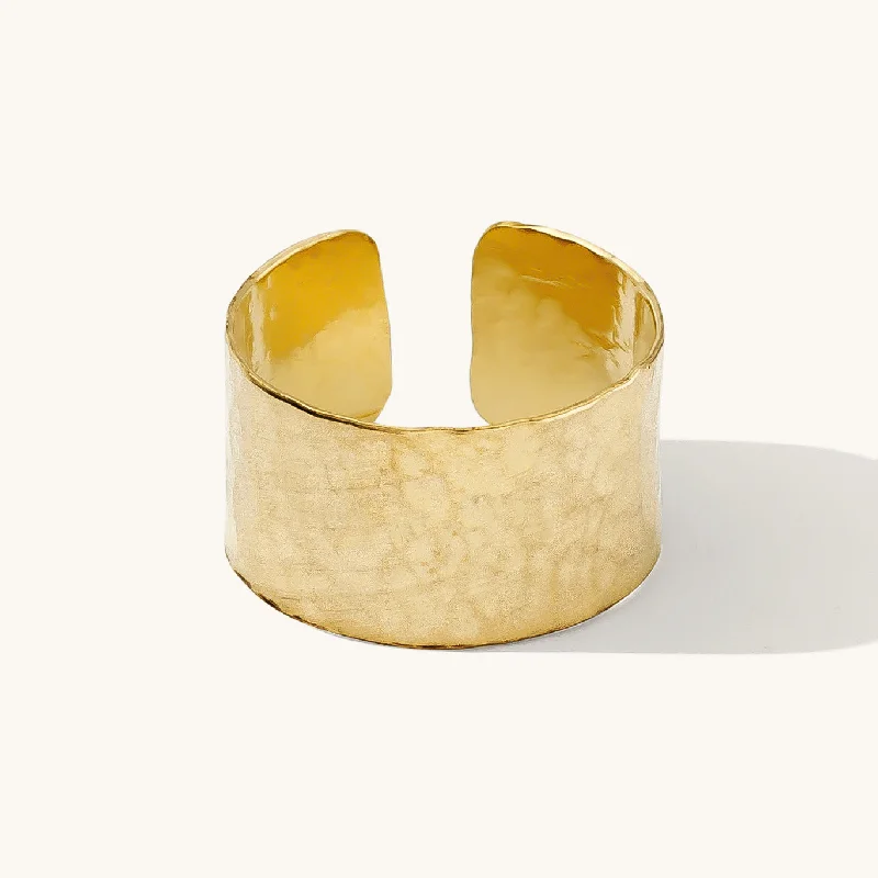 women's gold necklaces -Hammered Cuff Ring