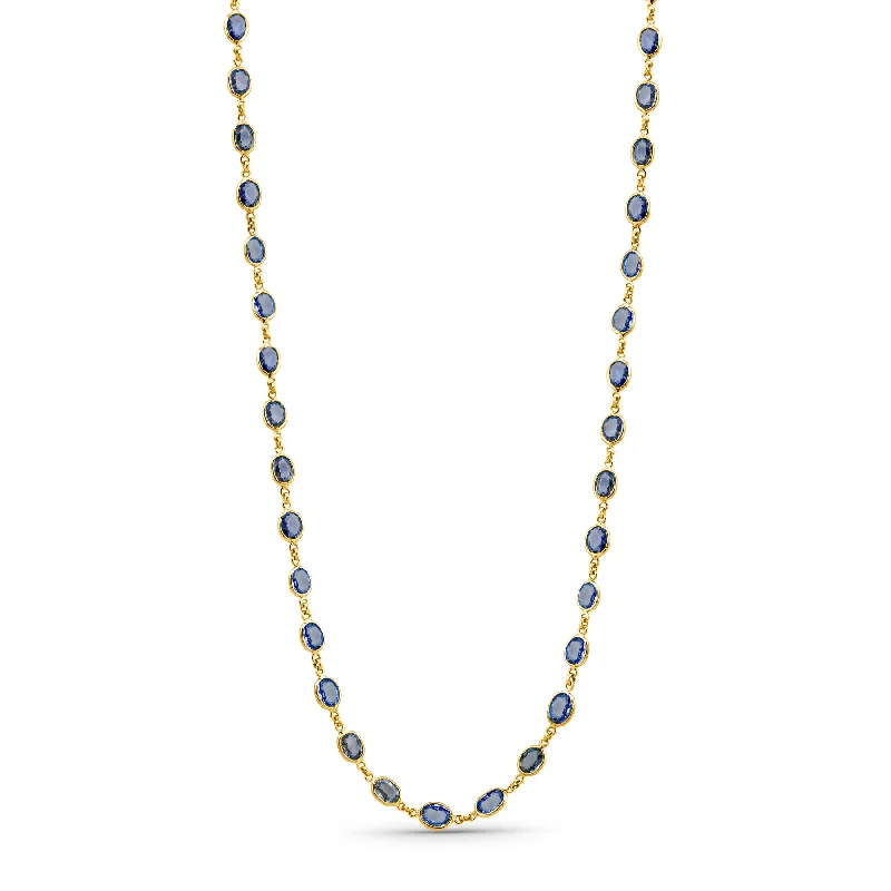 women's art deco necklaces -Tanzanite Oval Necklace In 18K Yellow Gold