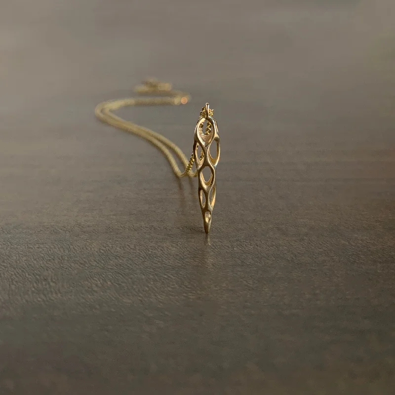 women's wedding necklaces -Small Gold Cholla Pendant