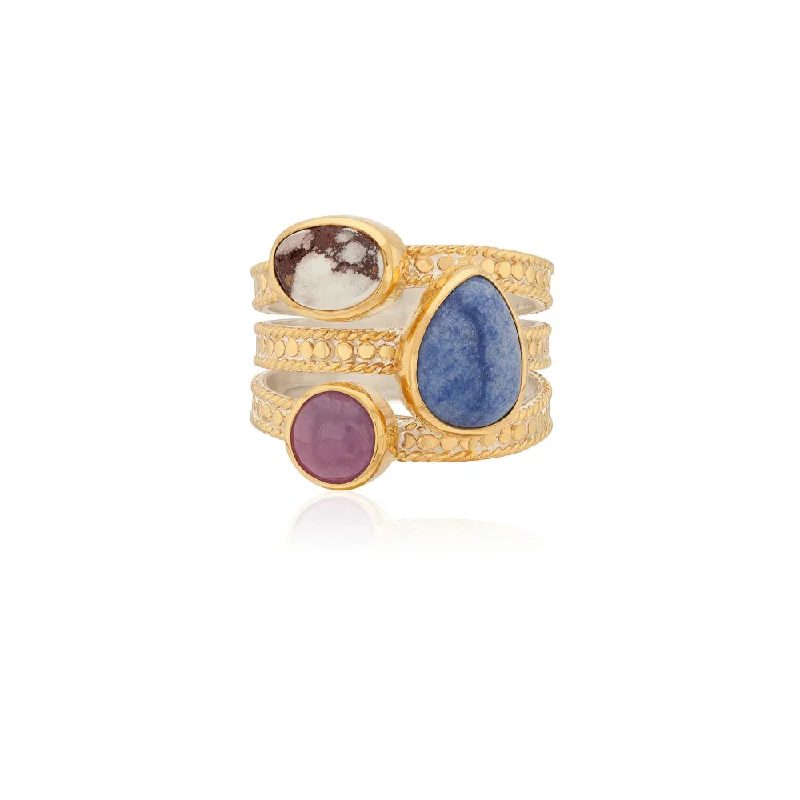 women's classic gold rings -Anna Beck Multi-Stone Faux Stack Ring