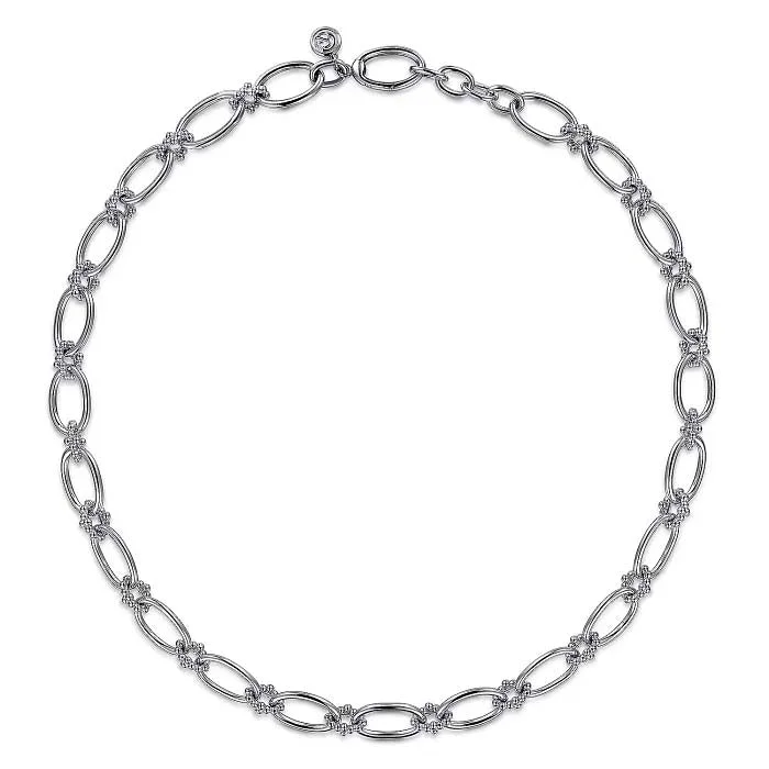 women's long gold necklaces -Gabriel & Co. 17" Oval Link Chain Necklace with Bujukan Connectors in Sterling Silver