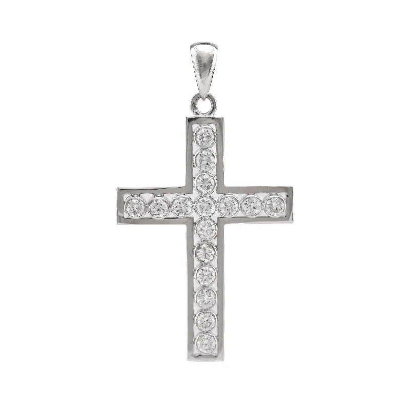 women's statement necklaces -Mid Century Diamond Platinum Cross Pendant