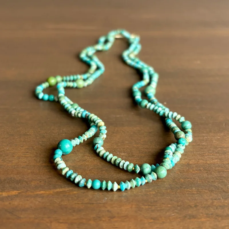 women's engagement necklaces -Mixed Turquoise Bead Necklace