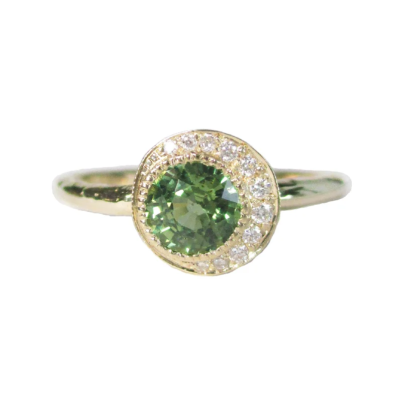 women's crystal necklaces -Crescent Green Sapphire Ring