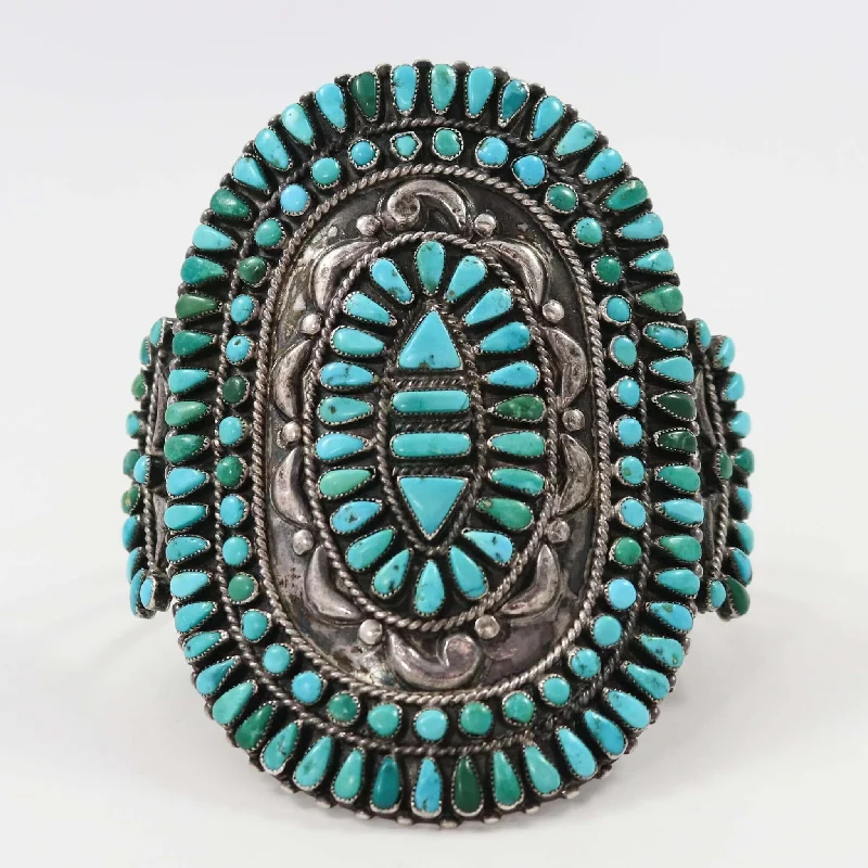 women's mixed metal bracelets -1950s Turquoise Cuff