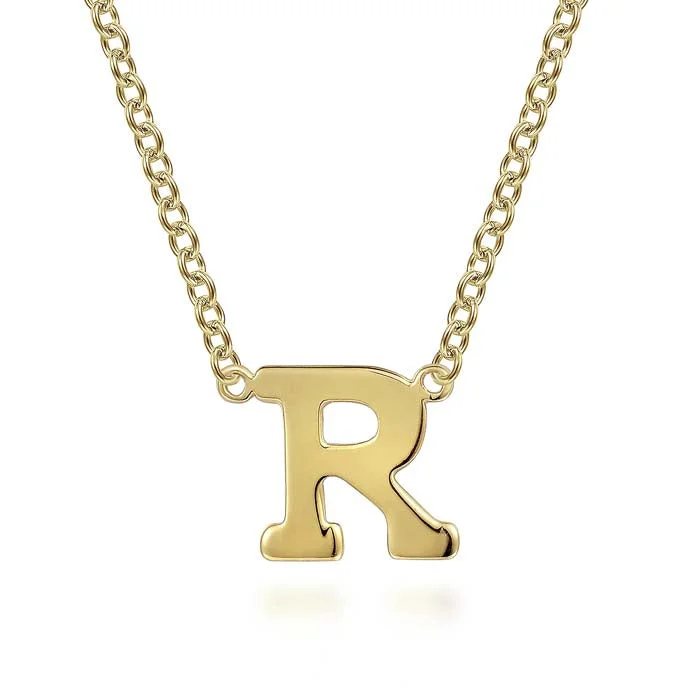 women's elegant gold necklaces -Gabriel & Co. Initial "R" Pendant Necklace in 14K Yellow Gold