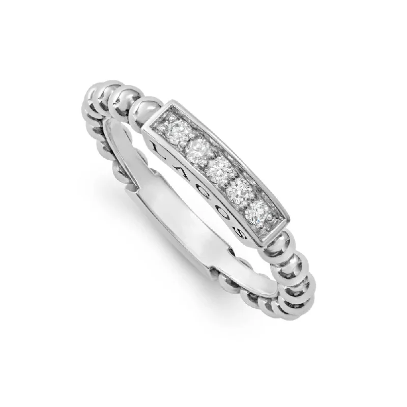 women's solitaire rings -Lagos Caviar Spark Diamond Stacking Ring