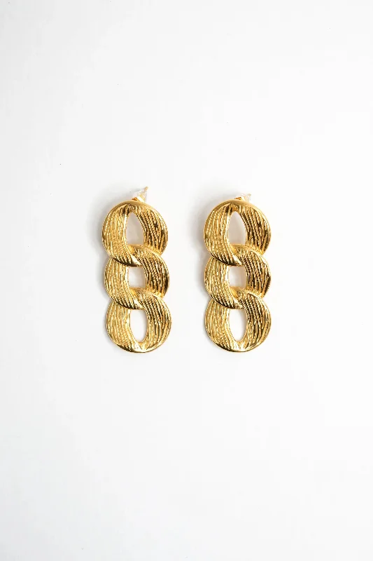 women's minimalist gold earrings -Statement Gold Chain Link Drop Earrings