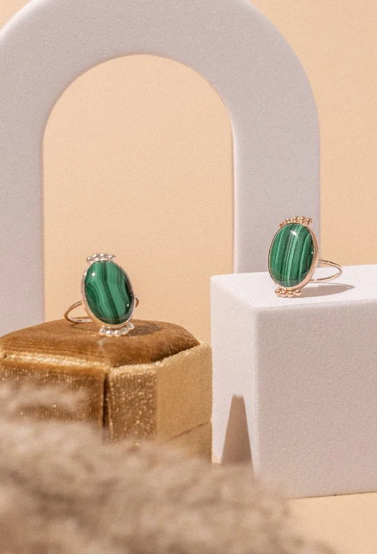 women's halo rings -Victorian Green Malachite Ring