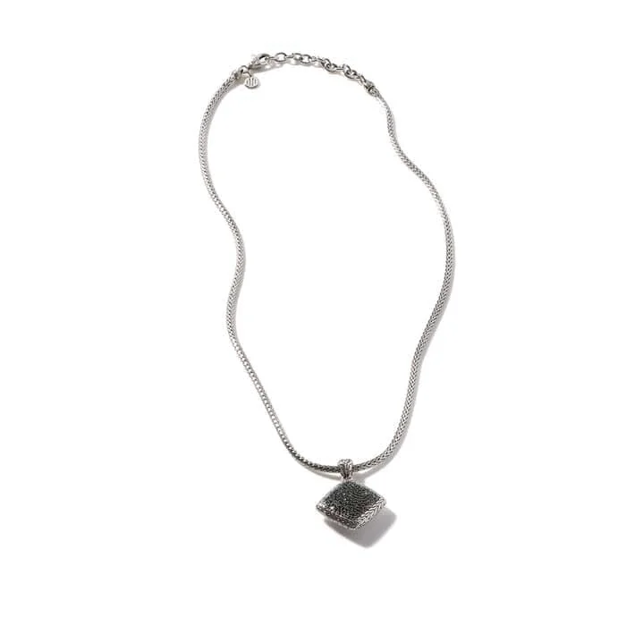 women's designer crystal necklaces -John Hardy Classic Chain Pendant Necklace with Black Sapphires and Black Spinel in Sterling Silver