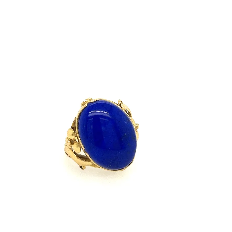 women's double band rings -18K Yellow Gold Lapis Ring