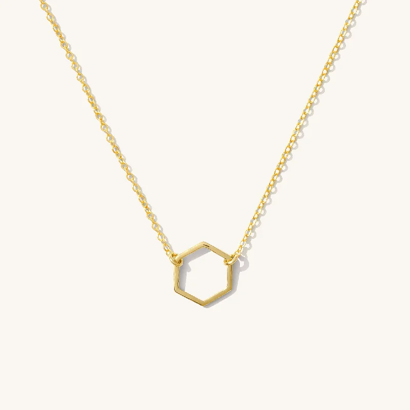 women's vintage necklaces -Dainty Hexagon Necklace