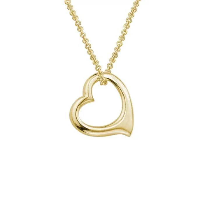 women's everyday necklaces -Mountz Collection Open Floating Heart Pendant Necklace in 14K Yellow Gold