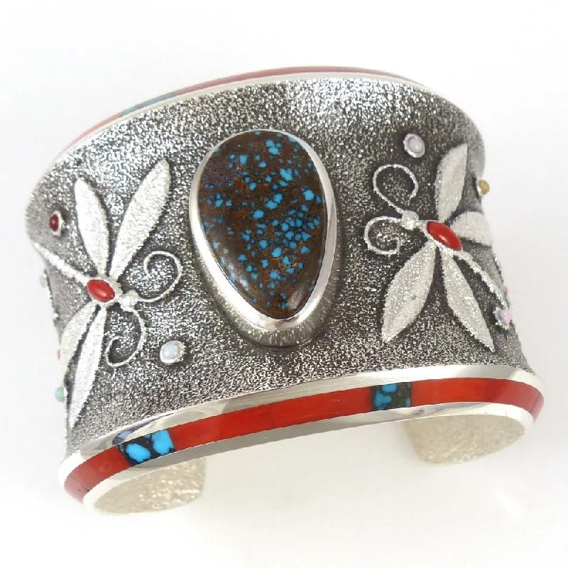 women's silver bangles -Apache Blue Turquoise Cuff