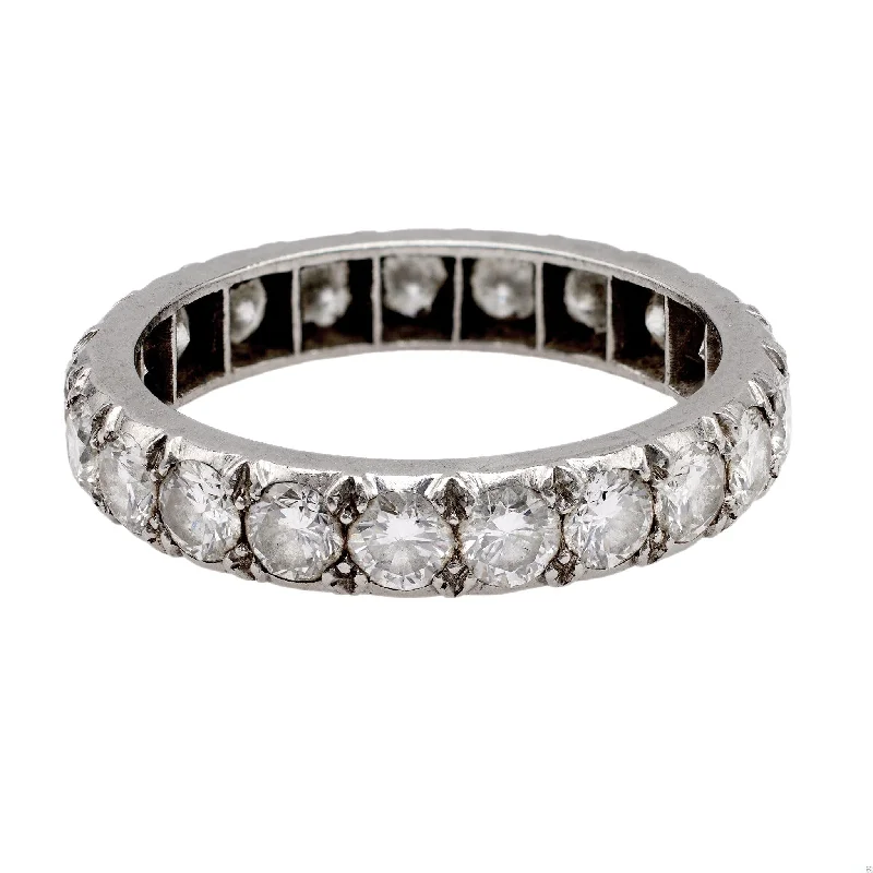 women's handmade necklaces -Mid-Century French Diamond Platinum Eternity Band