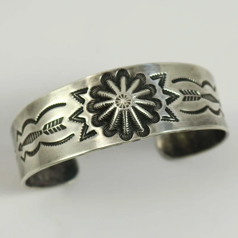 women's engraved bracelets -1950s Silver Cuff