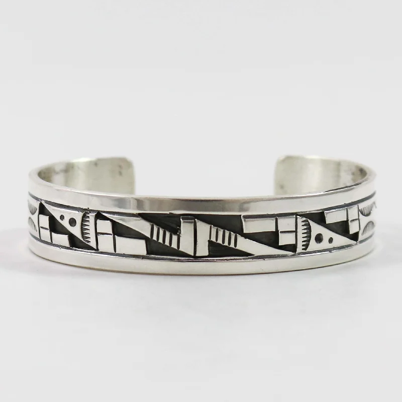 women's boho chic bracelets -Silver Overlay Cuff