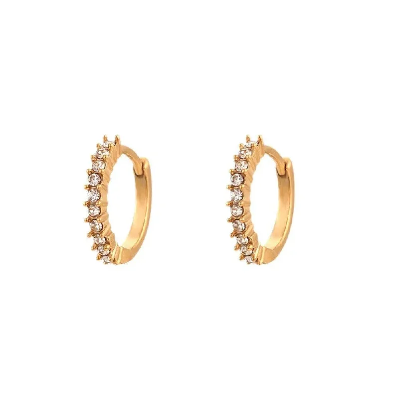 women's oversized earrings -Trendy Gold Hoop Earrings with Cubic Zirconia – Hypoallergenic and Tarnish-Free Stainless Steel