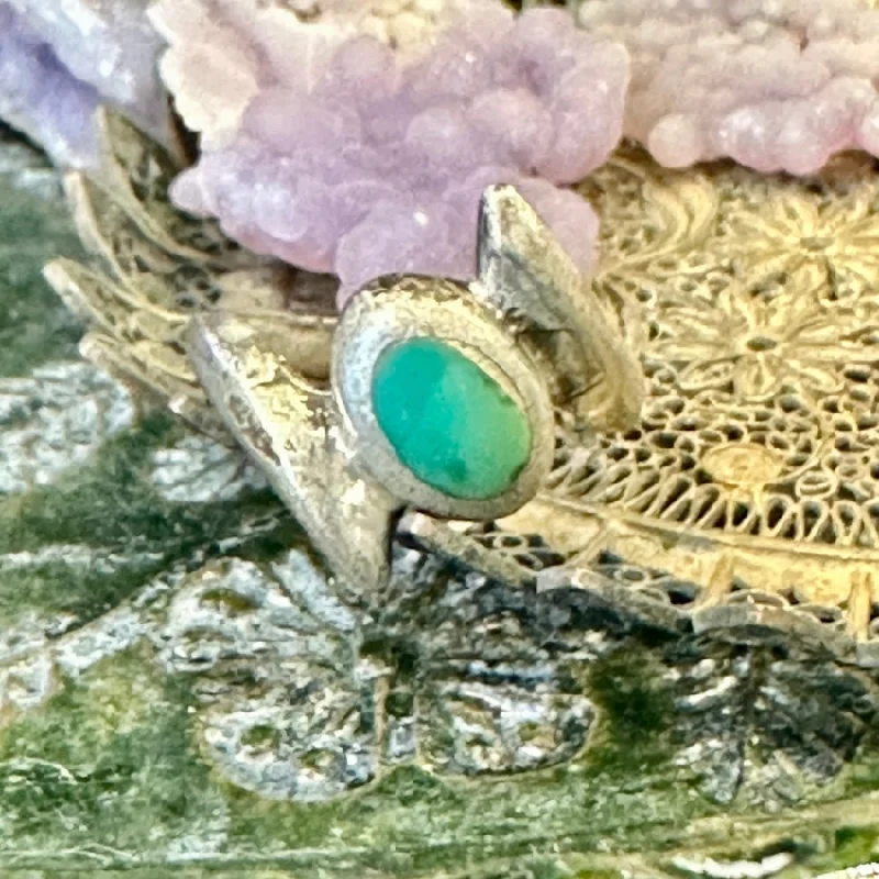 women's diamond promise rings -Old Navajo Sand Cast Sterling Silver Turquoise Ring Size 5.5