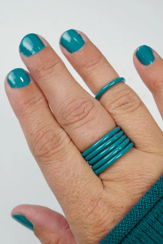 women's vintage style rings -Stacking Ring in Bold Teal