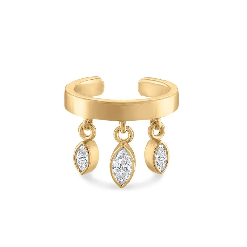 women's luxury earrings -Triple Marquise Cuff